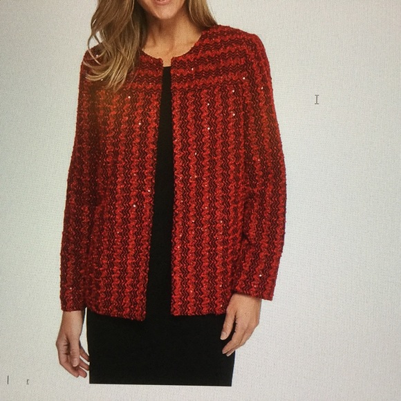 Alfred Dunner Jackets & Blazers - Alfred Dunner - Red Sparkle Bouche Jacket
